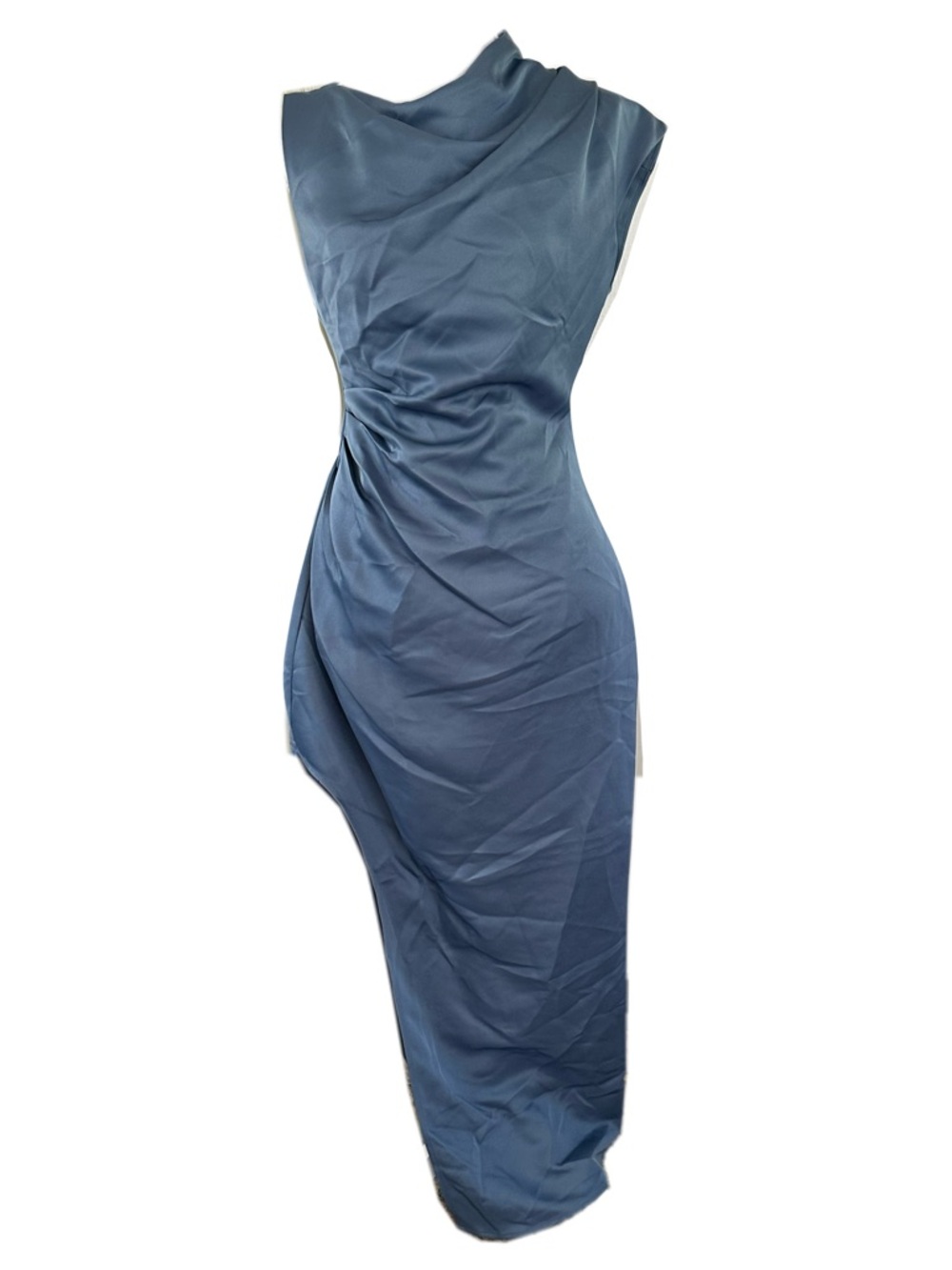 Elliatt Slate Blue Asymmetric Drape Maxi Dress